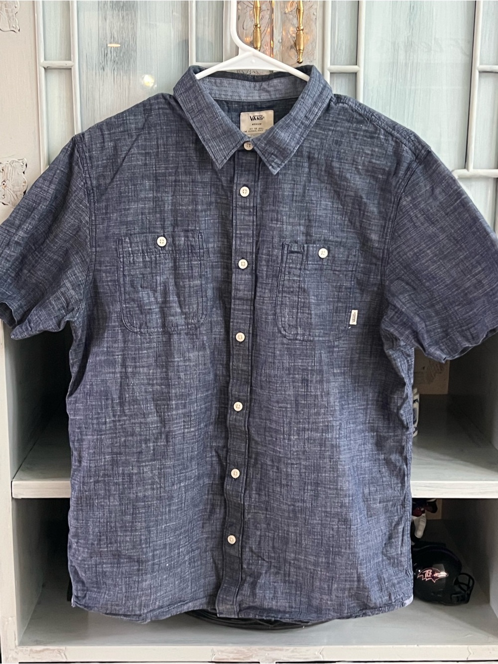 Vans Men’s Short-Sleeve Button-Up Shirt - Navy Md